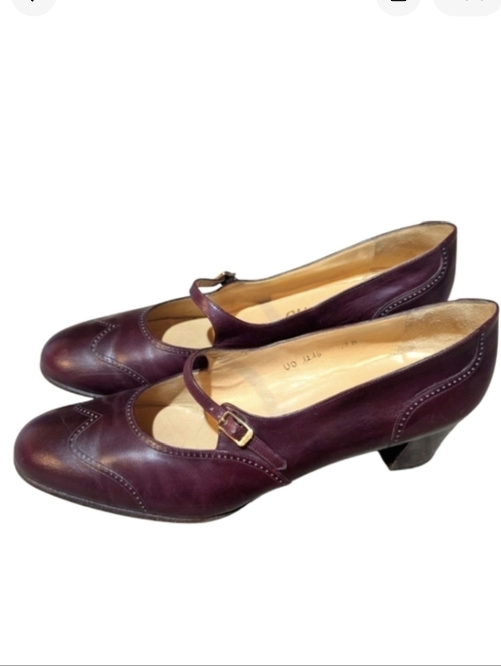 Vintage Salvatore Ferragamo Oxford Mary Janes Oxblood Leather Heels 9 Academia